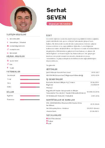 Bilgisayar Mühendisi CV Örnekleri cv indir